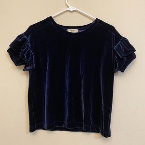 Madewell Velvet Ruffle Sleeve Tee NWT